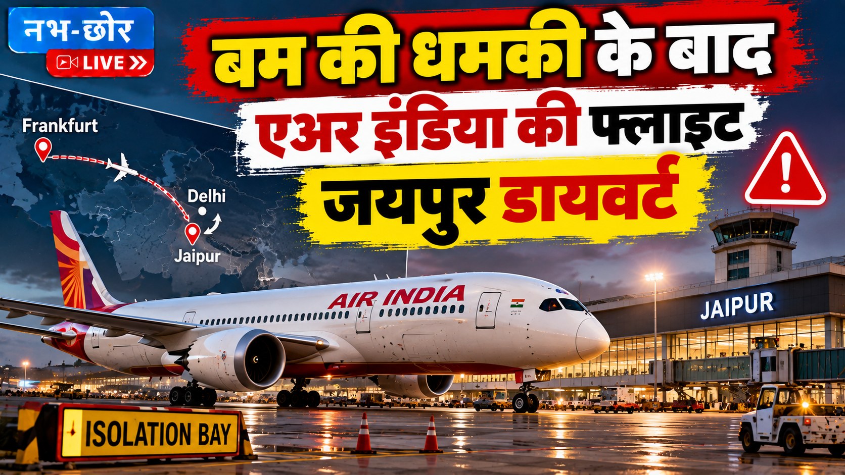 बम की धमकी के बाद Air India की Frankfurt-Delhi फ्लाइट जयपुर डायवर्ट
