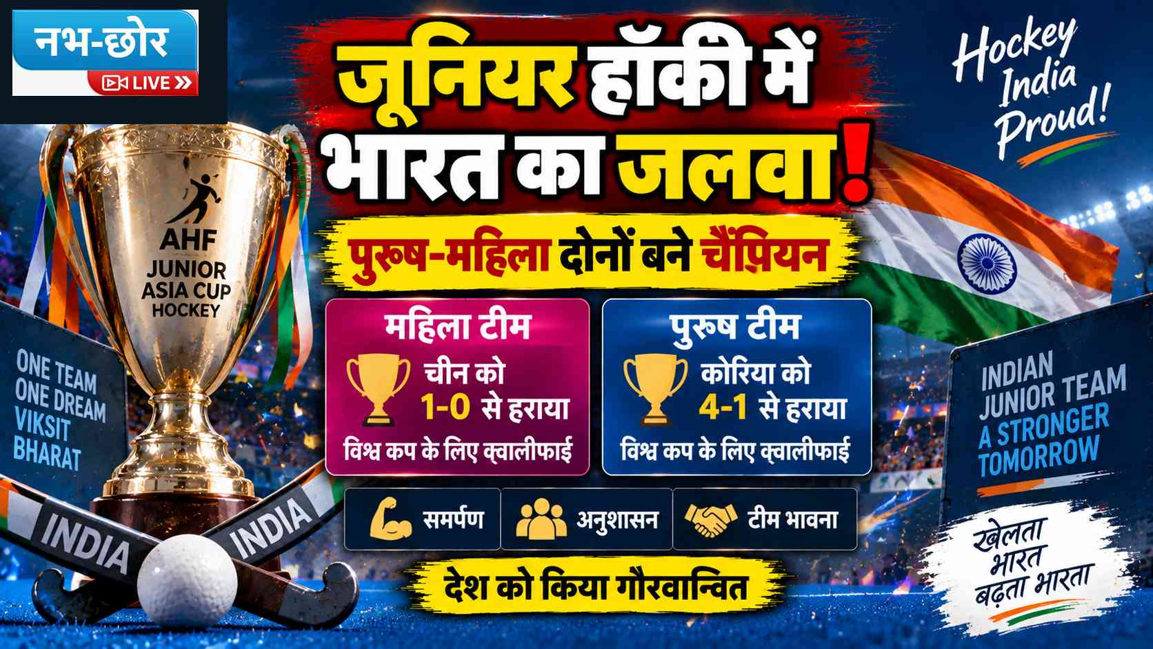 भारत की जूनियर हॉकी टीमों ने एशिया कप में लहराया परचम