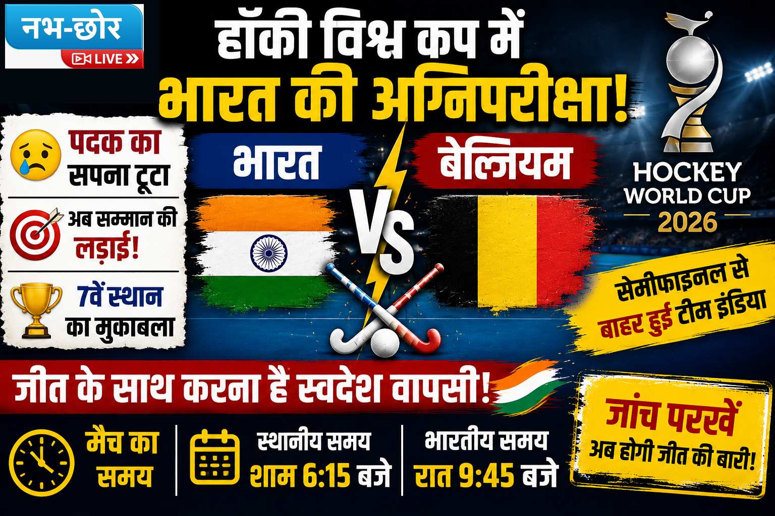 विश्व कप से बाहर भारत, अब बेल्जियम के खिलाफ सम्मान की लड़ाई; जीत से करना चाहेगा विदाई