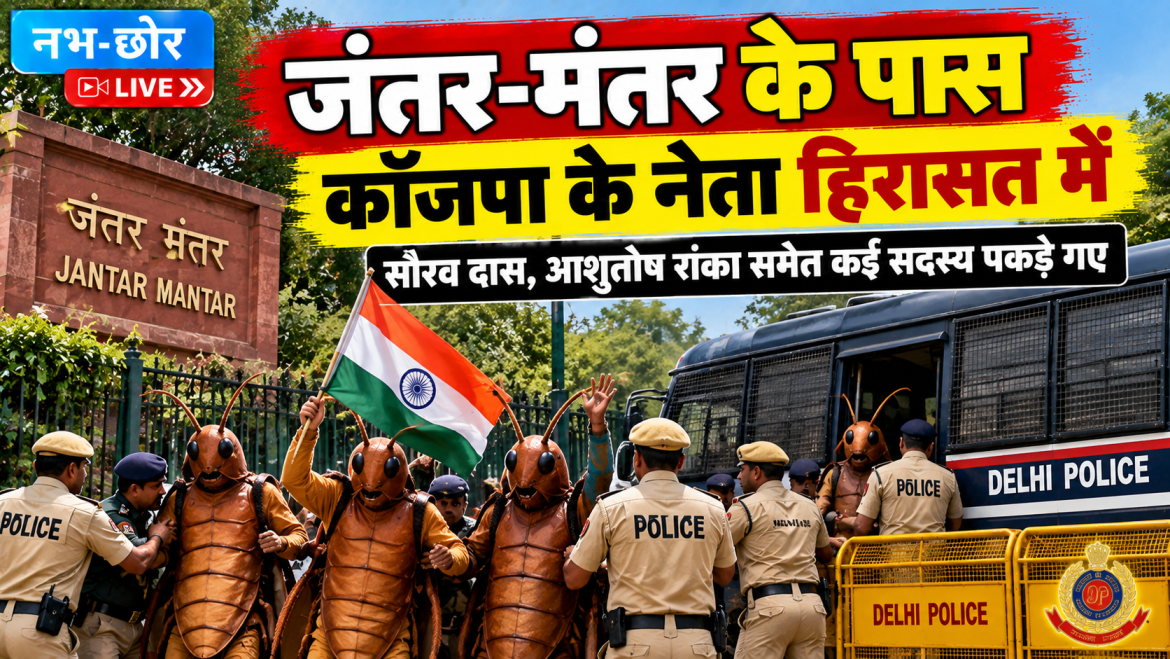 जंतर-मंतर पहुंचने की कोशिश में कॉजपा नेता सौरव दास और आशुतोष रांका हिरासत में