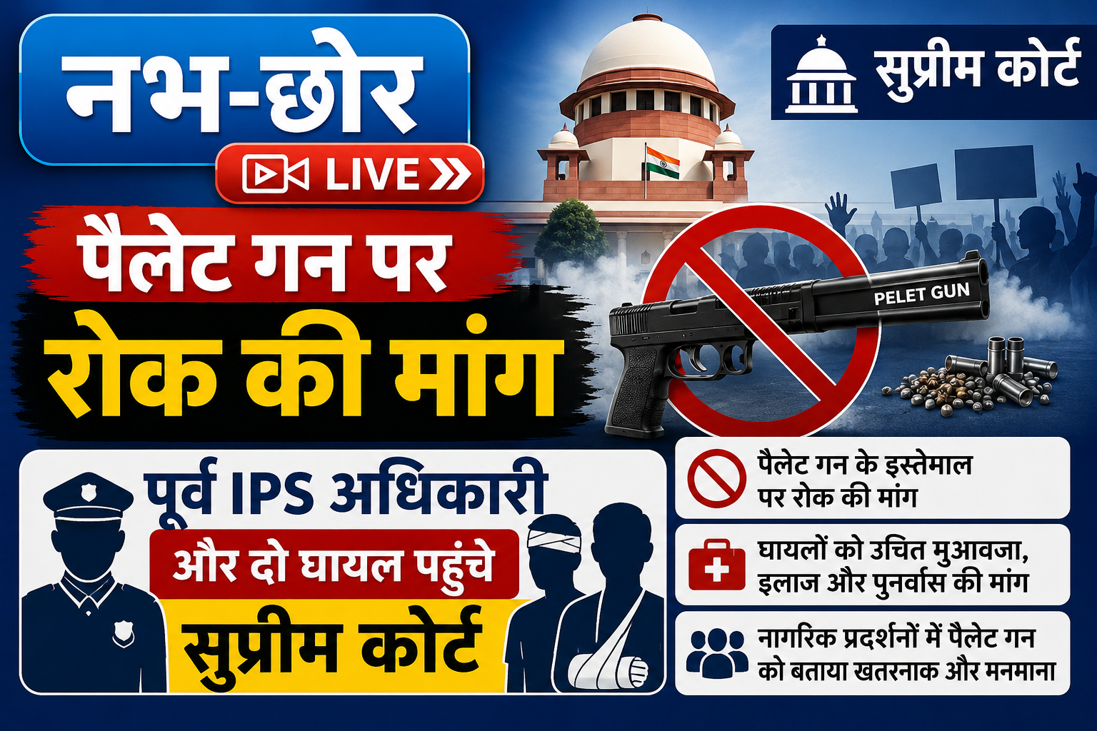 पैलेट गन पर रोक की मांग: पूर्व IPS अधिकारी और दो घायल पहुंचे सुप्रीम कोर्ट